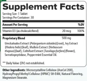 LungExpand Pro Supplement Facts