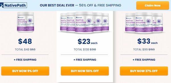 NativePath Native Creatine pricing details